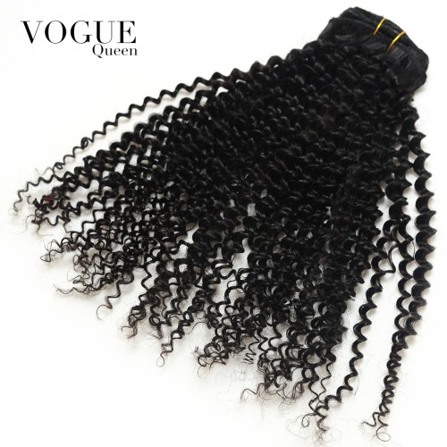 Clip In Human Hair Extensions Kinky Curly 100% Human Brazilian Hair Natural Black Hair